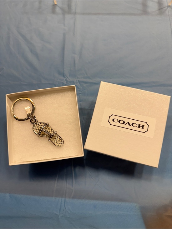 Coach Accessories - Coach Silver-tone Key & Charm with Clear Crystal Accents NWOT with box